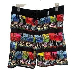 BODY GLOVE tropical abstract print board shorts surf swim trunks size 34